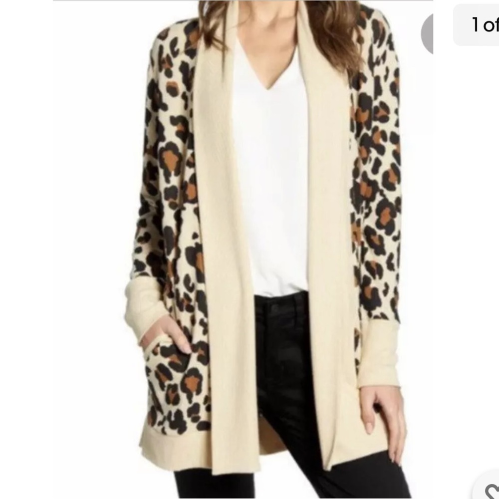 Gibson Leopard Cardigan Sweater